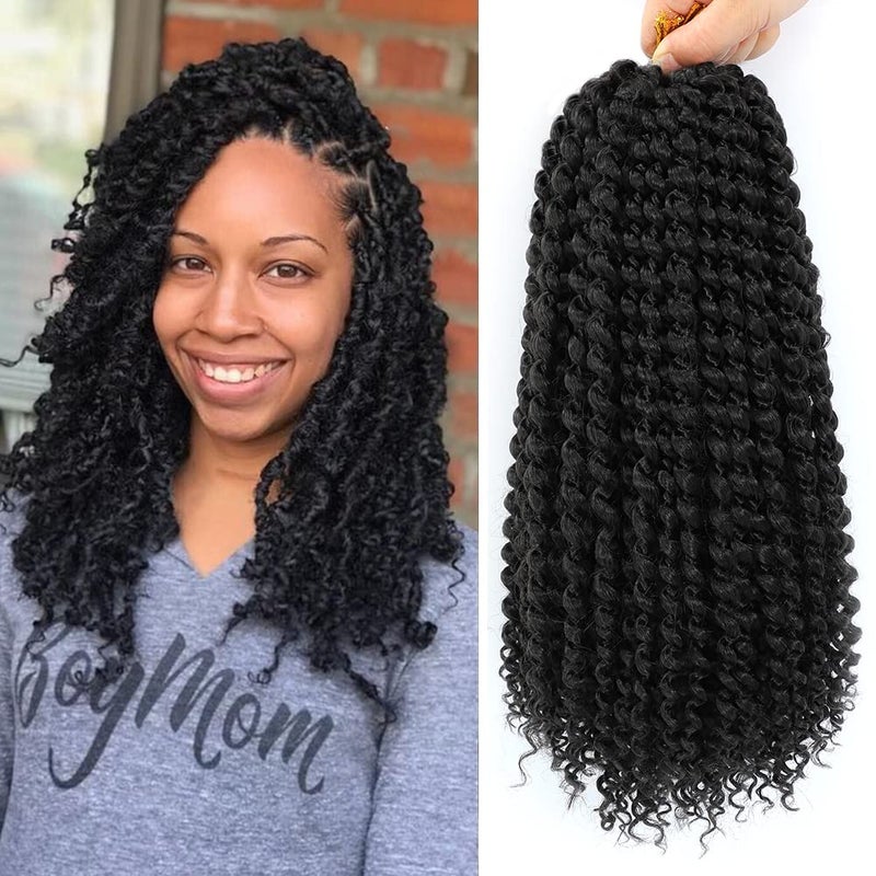 Dansama Passion Twist Hair Water Wave Braiding Hair for Butterfly Style Crochet Braids Bohemian Hair Extensions (14inch (Pack of 7), #1B) - Image 1